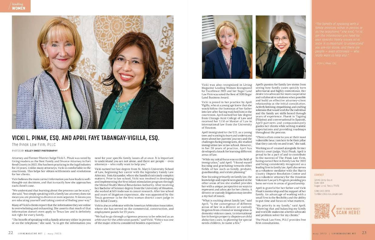 Living Magazine - Vicki L. Pinak, Esq. and April Faye Tabangay-Vigilla, Esq.